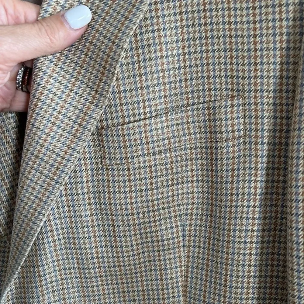 Lauren Ralph Lauren suit jacket blazer size 42R 100% silk houndstooth pattern